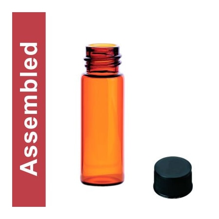 Cp Lab Safety. Wheaton MicroLiter 4ML Amber Vial Kit 13-425 Black Phenolic Solid Top Cap PTFE Liner 100 pk 13-2010KPS-A